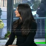 Paige DeSorbo’s black sweater and white mini skirt on Today