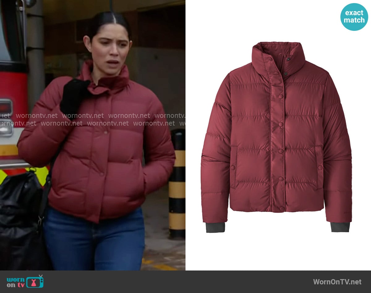 Patagonia Silent Down Jacket worn by Stella Kidd (Miranda Rae Mayo) on Chicago Fire