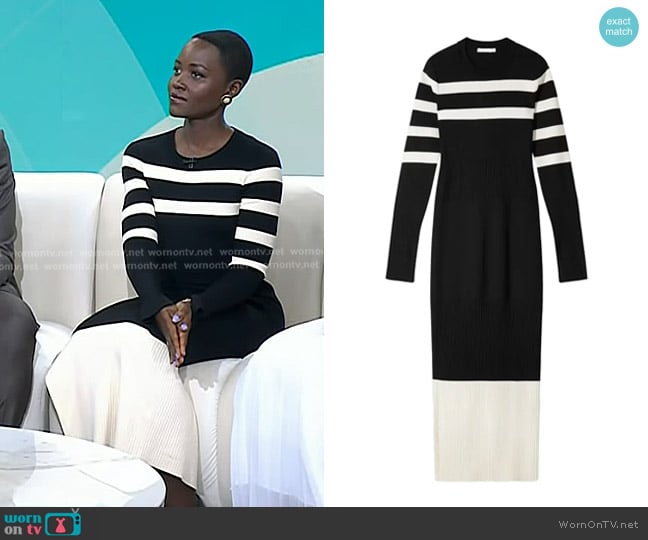 Patrizia Pepe Two-tone Knit Midi Dress worn by Lupita Nyong'o on Today