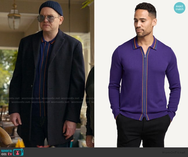 Paul Fredrick Cotton Full Zip Polo worn by Tod (Mark Proksch) on The Burbs