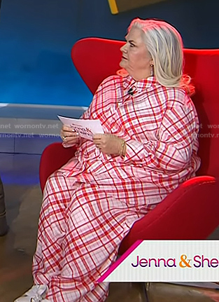 Paula Pell’s red plaid shirt and pants on Today
