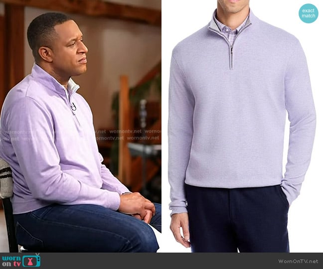 Peter Millar Crown Comfort Quarter Zip Pullover worn by Craig Melvin on Today