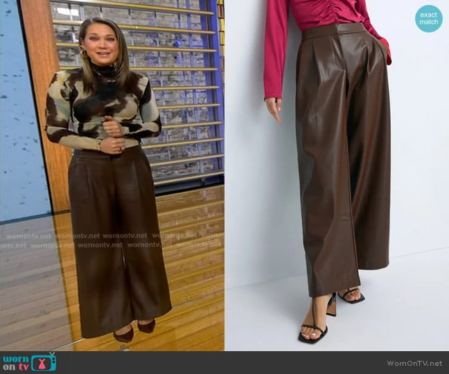 Peter Som Faux Leather Trousers worn by Ginger Zee on Good Morning America