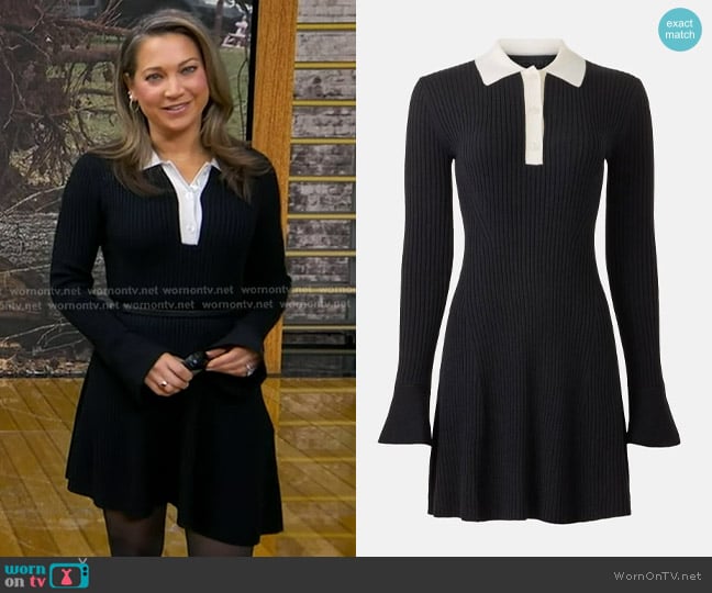 Peter Som Long Sleeve Mini Polo Dress worn by Ginger Zee on Good Morning America