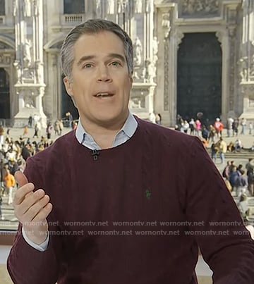 Peter’s burgundy cable knit sweater on Today