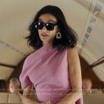 Cami’s pink one shoulder draped dress on Landman