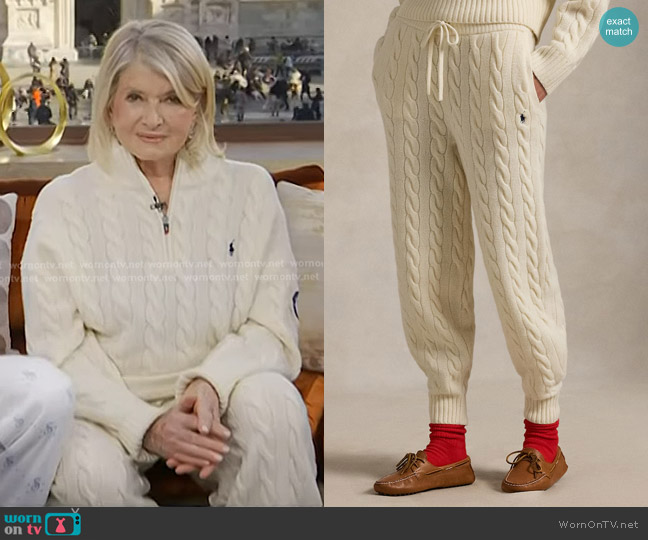 Polo Ralph Lauren Cable-Knit Wool-Cashmere Pant worn by Martha Stewart on Today
