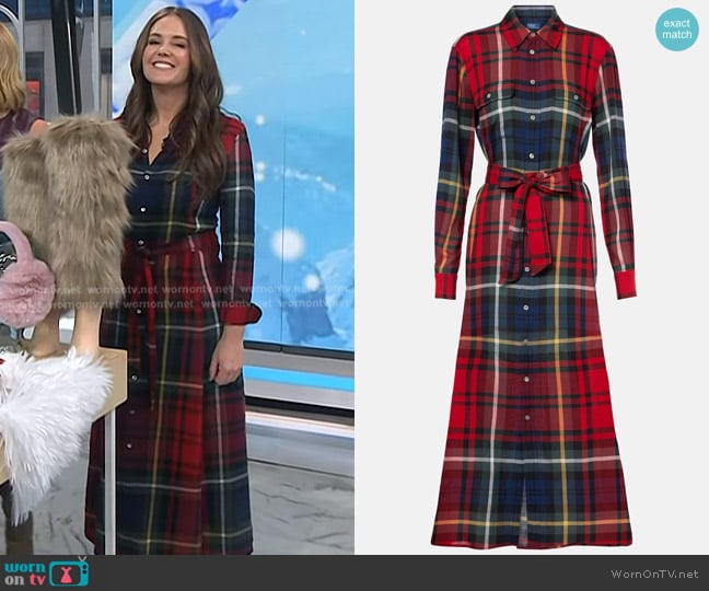 Monica Mangin’s tartan check shirtdress on Today