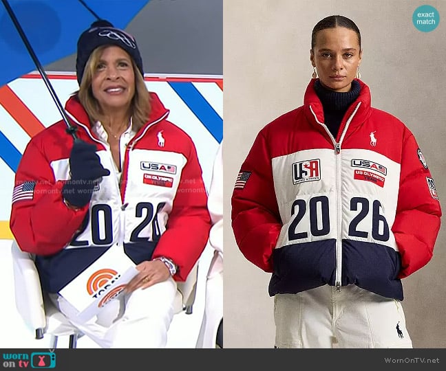 Polo Ralph Lauren Team USA Closing Ceremony Jacket in RL Red Multi worn by Hoda Kotb on Today