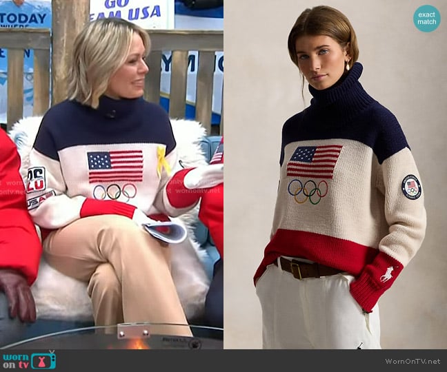Polo Ralph Lauren Team USA Closing Ceremony Sweater worn by Dylan Dreyer on Today
