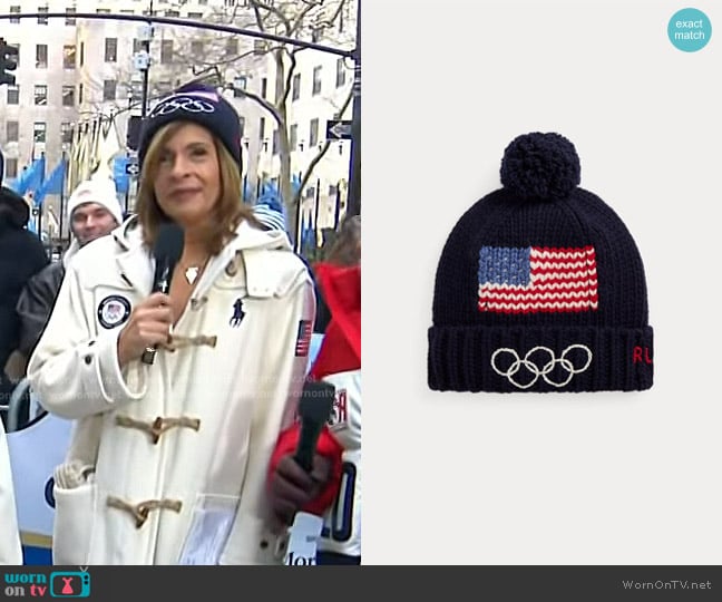 Polo Ralph Lauren Team USA Flag Wool Beanie worn by Hoda Kotb on Today
