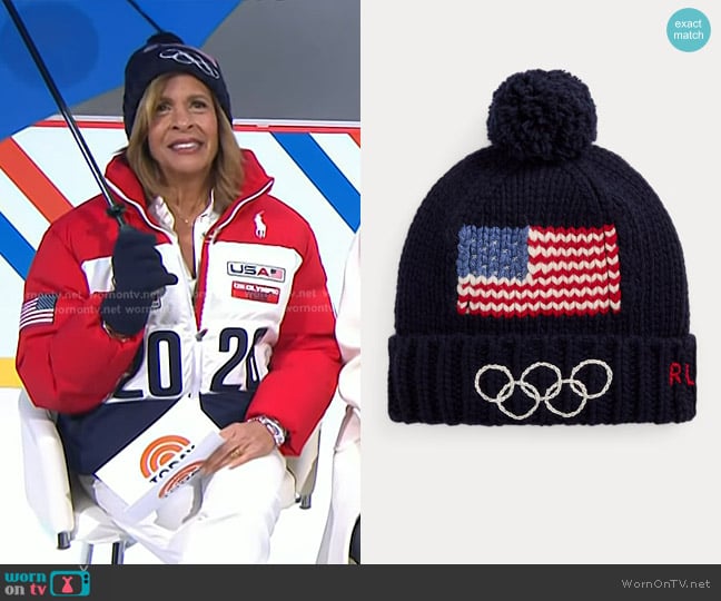 Polo Ralph Lauren Team USA Flag Wool Beanie worn by Hoda Kotb on Today