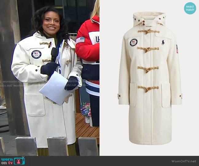 Sheinelle’s white toggle coat on Today