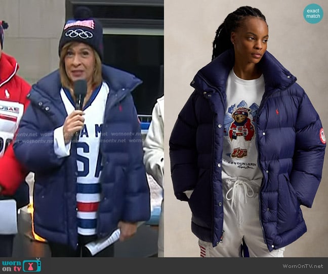 Hoda’s navy down jacket on Today