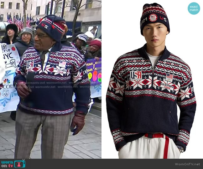Polo Ralph Lauren Team USA Wool Quarter Zip Sweater worn by Al Roker on Today