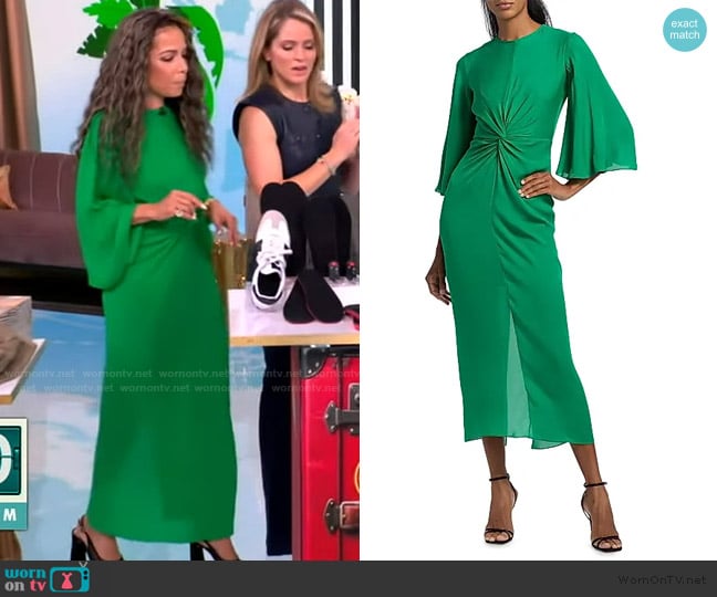 Prabal Gurung Georgette Twist-Front Midi-Dress worn by Sunny Hostin on The View