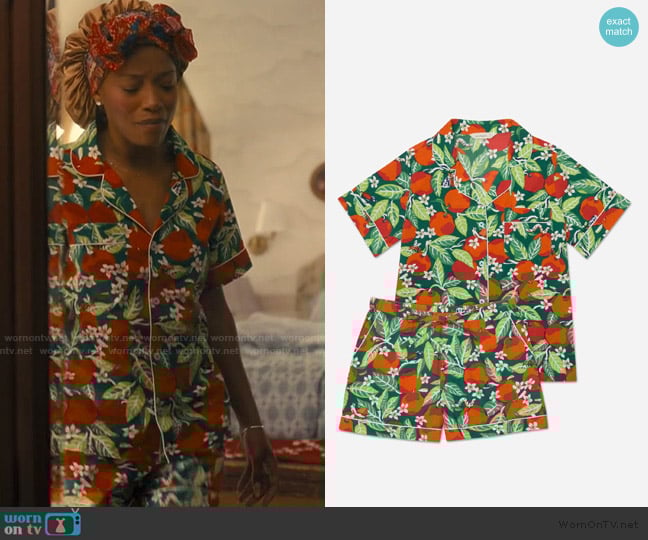 Print Fresh Orange Grove Short Sleep Set worn by Samira Fisher (Keke Palmer) on The Burbs