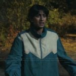 Priya’s colorblock jacket on His & Hers