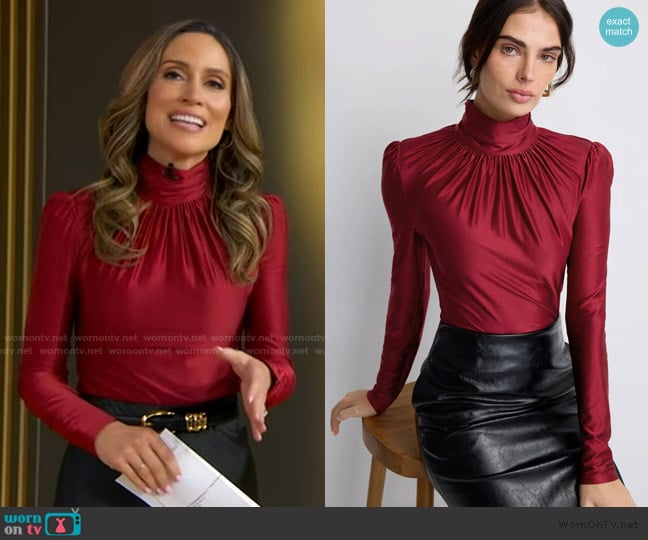 Rabanne Ruched Turtleneck Top worn by Rhiannon Ally on Good Morning America