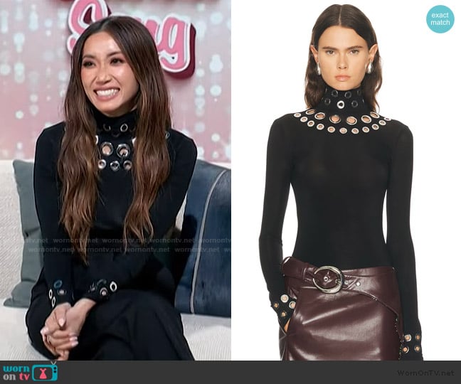 Rabanne Turtleneck worn by Brenda Song on Access Hollywood