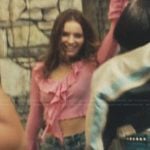 Teenage Rachel pink ruffle top on His & Hers