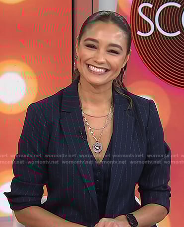 Rachel Smith’s navy pinstripe blazer and pants on Today
