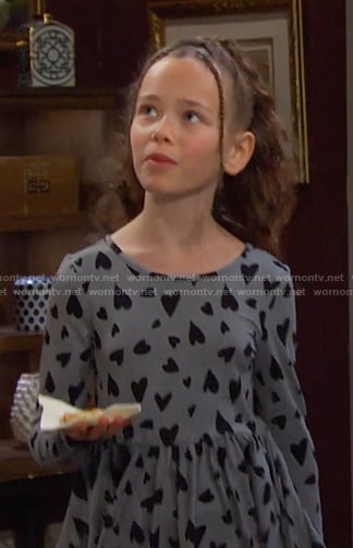 Rachel’s grey heart print dress on Days of our Lives