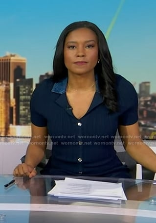 Rachel’s navy denim collar dress on Good Morning America