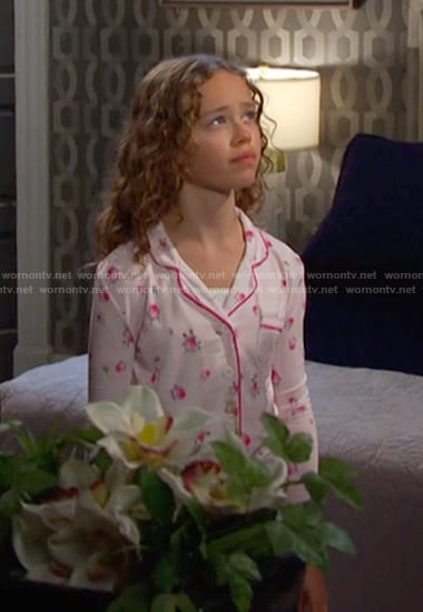 Rachel’s pink floral pajamas on Days of our Lives