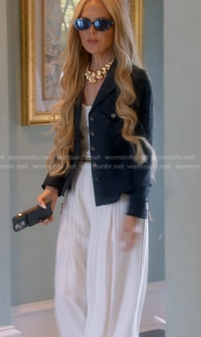 Rachel’s white pinstripe pants on The Real Housewives of Beverly Hills