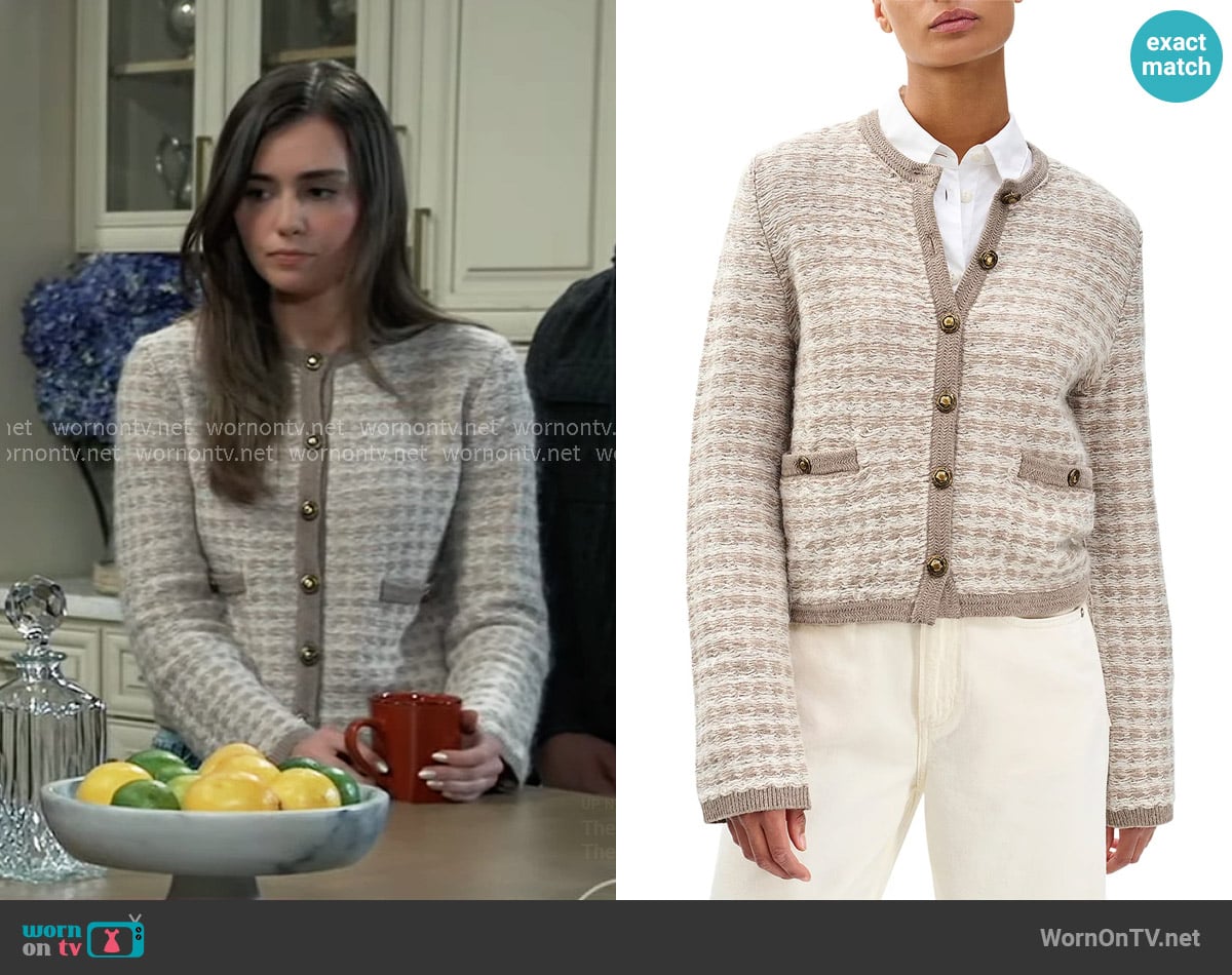 Emma’s taupe cardigan on General Hospital Emma’s taupe cardigan on General Hospital