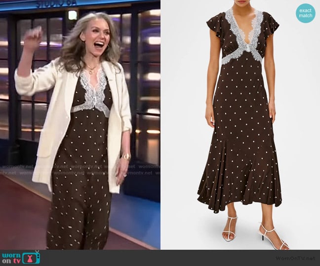 Rails Mattia Lace-Trim Polka Dot Midi Dress worn by Hilarie Burton on The Kelly Clarkson Show