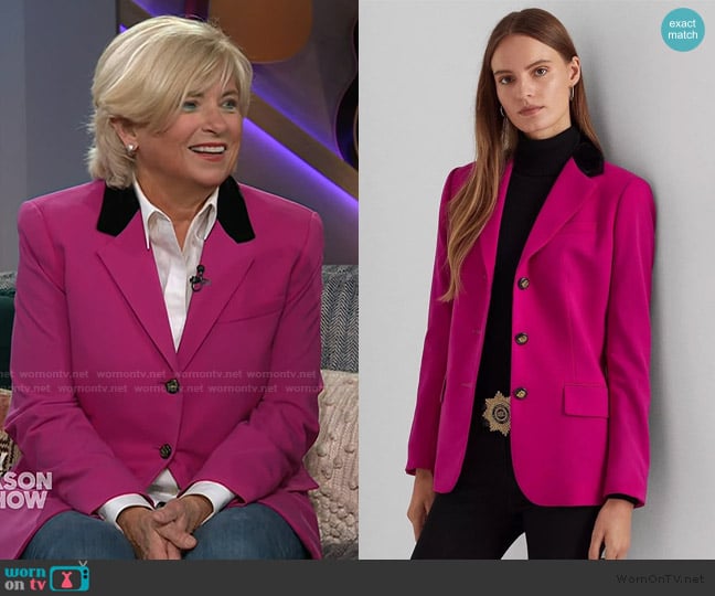 Ralph Lauren Blazer with Velvet Collar worn by Cathy on The Kelly Clarkson Show
