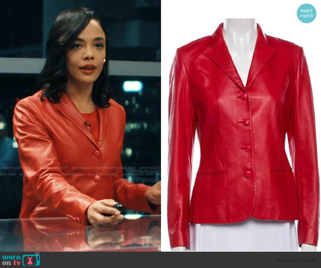 Ralph Lauren Leather Blazer worn by Anna Andrews (Tessa Thompson) on His & Hers