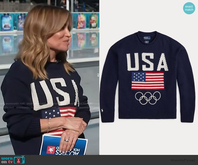 Ralph Lauren Team USA Wool-Blend Rollneck Sweater worn by Kit Hoover on Access Hollywood