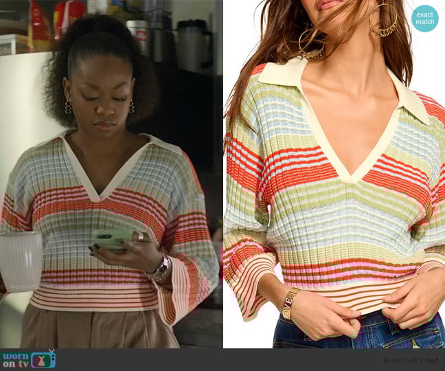 Ramy Brook Azaria Striped Top worn by Izzy Letts (Jazz Raycole) on The Lincoln Lawyer