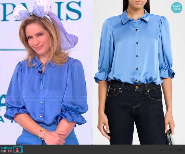 Ramy Brook Dina Satin Bodysuit worn by Sara Haines on The View