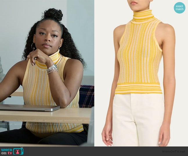Izzy’s yellow turtleneck knit top on The Lincoln Lawyer