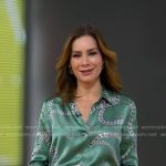 Rebecca’s green chain print blouse on Good Morning America