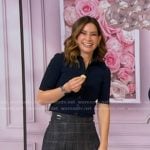 Rebecca’s grey plaid pleated skirt on Good Morning America