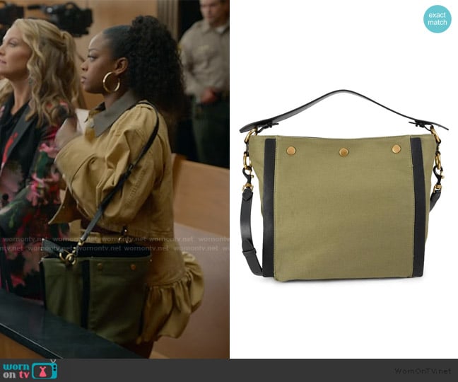 Rebecca Minkoff Leather Trim Shoulder Bag worn by Izzy Letts (Jazz Raycole) on The Lincoln Lawyer