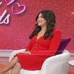 Logan Ury's red knit dress with heart buttons on Today