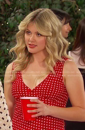 red polka dot sleeveless dress on Days of our Lives