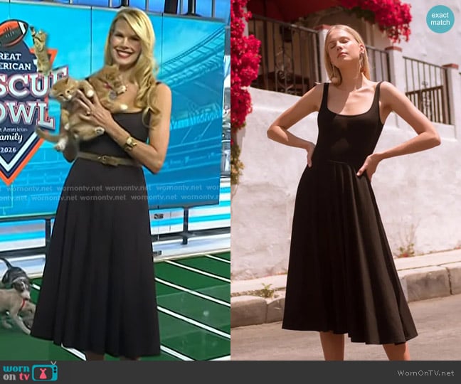 Reformation Rou Knit Dress in Cafe worn by Beth Stern on Today