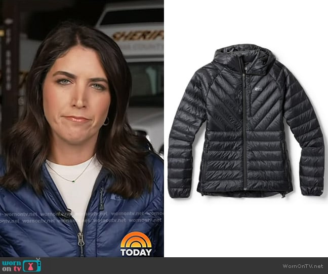 Rei Magma 850 Down Hoodie worn by Liz Kreutz on Today