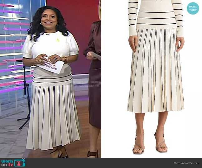 Sheinelle’s white striped skirt on Today Sheinelle’s white striped skirt on Today