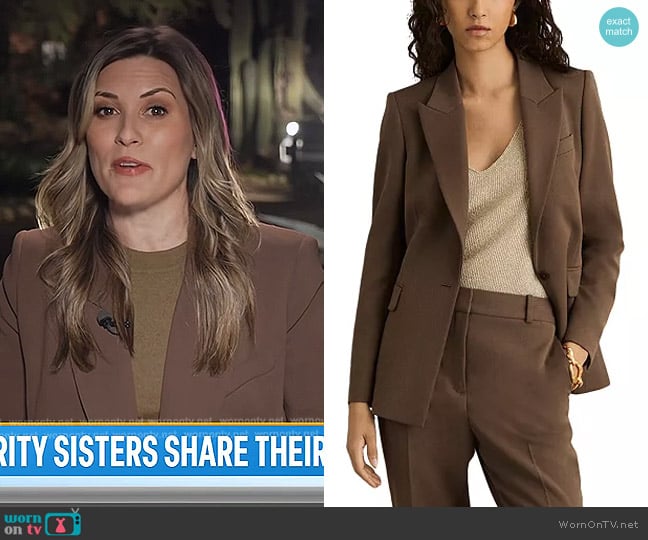 Reiss Gabi Blazer in Mink Neutral worn by Erin McLaughlin on Today