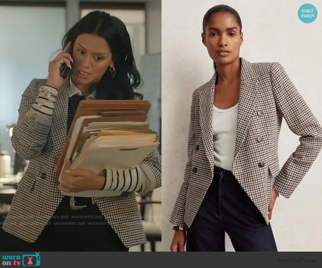 Reiss Hartley Houndstooth Double Breasted Blazer worn by Grace (Gigi Zumbado) on The Lincoln Lawyer