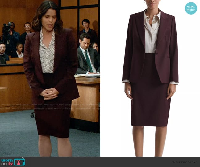 Reiss Jade Single Breasted Blazer and Skirt worn by Maggie McPherson (Neve Campbell) on The Lincoln Lawyer