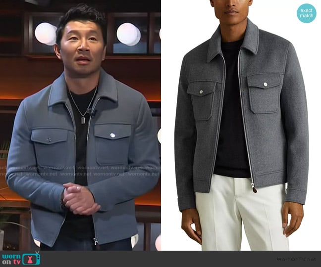 Reiss Peridoe Full Zip Trucker Jacket worn by Simu Liu on The Kelly Clarkson Show